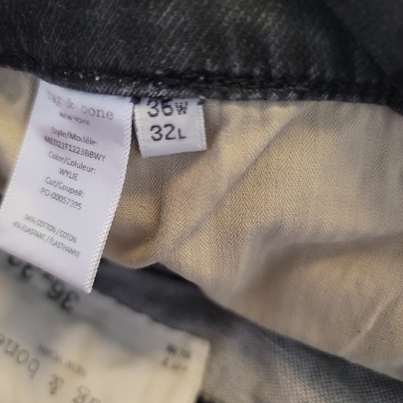 Rag & Bone Fit 2 Slim Mens 36x32 Loopback Denim Jeans Wylie Grey MED21F1223BBWY - Picture 12 of 16